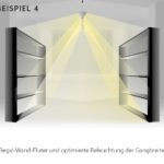 Beispiel 4: Regal-Wand-Fluter und optimierte Beleuchtung der Gangbreite