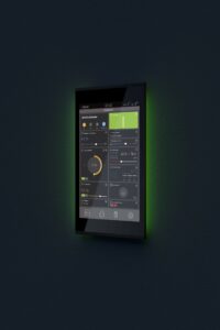 An Wand montiertes KNX-Touch-Panel