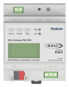 Das DALI-Gateway P64 KNX steuert als 1-Kanal Multi-Master Application-Controller bis zu 64 EVGs und 8 DALI-2 Bewegungsmeldern oder Lichtsensoren. (Bild: Theben AG)