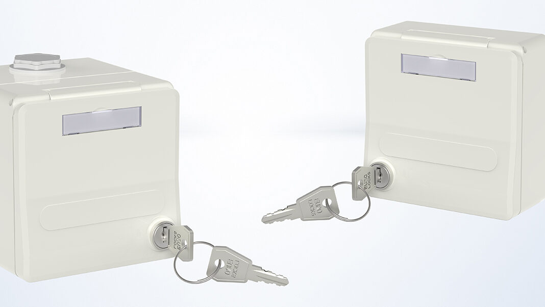 Das Metz Connect IP44 SG AP-Gehäuse mit Klappdeckel und Schloss eignet sich ideal als Ethernet-Anschlussdose für den geschützten Außenbereich, Feuchträume oder Innenräume mit hoher mechanischer Belastung. (Bild: Metz Connect)