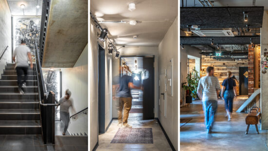 Flexible Lichtsteuerung in dunklen Fluren mit den KNX-Systemkomponenten. (Bildrechte: Theben AG)