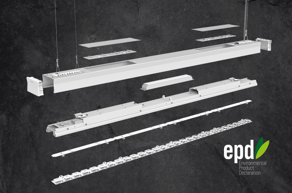 Detailaufnahme der OptiLens-Multiprismenoptik einer tirabo Leuchte.