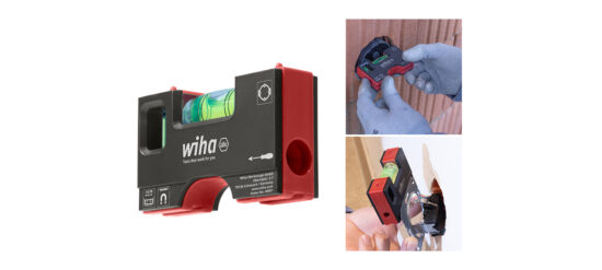 Kompakte Mini-Wasserwaage Pocket von Wiha im Einsatz.