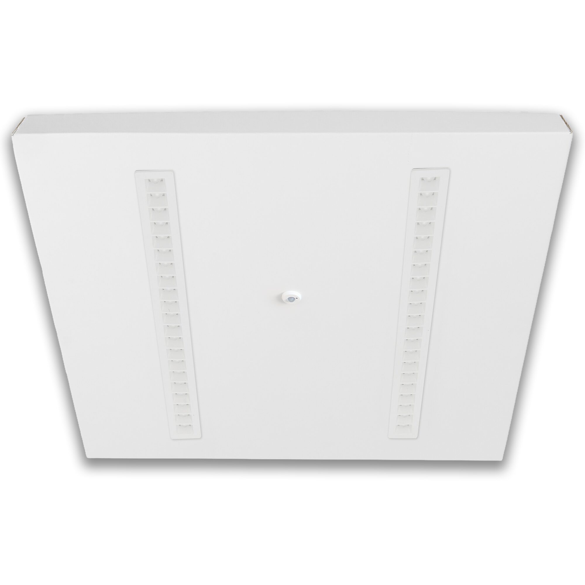 Nachhaltige LED-Panelleuchte OptiClip Terra mit Sensor.