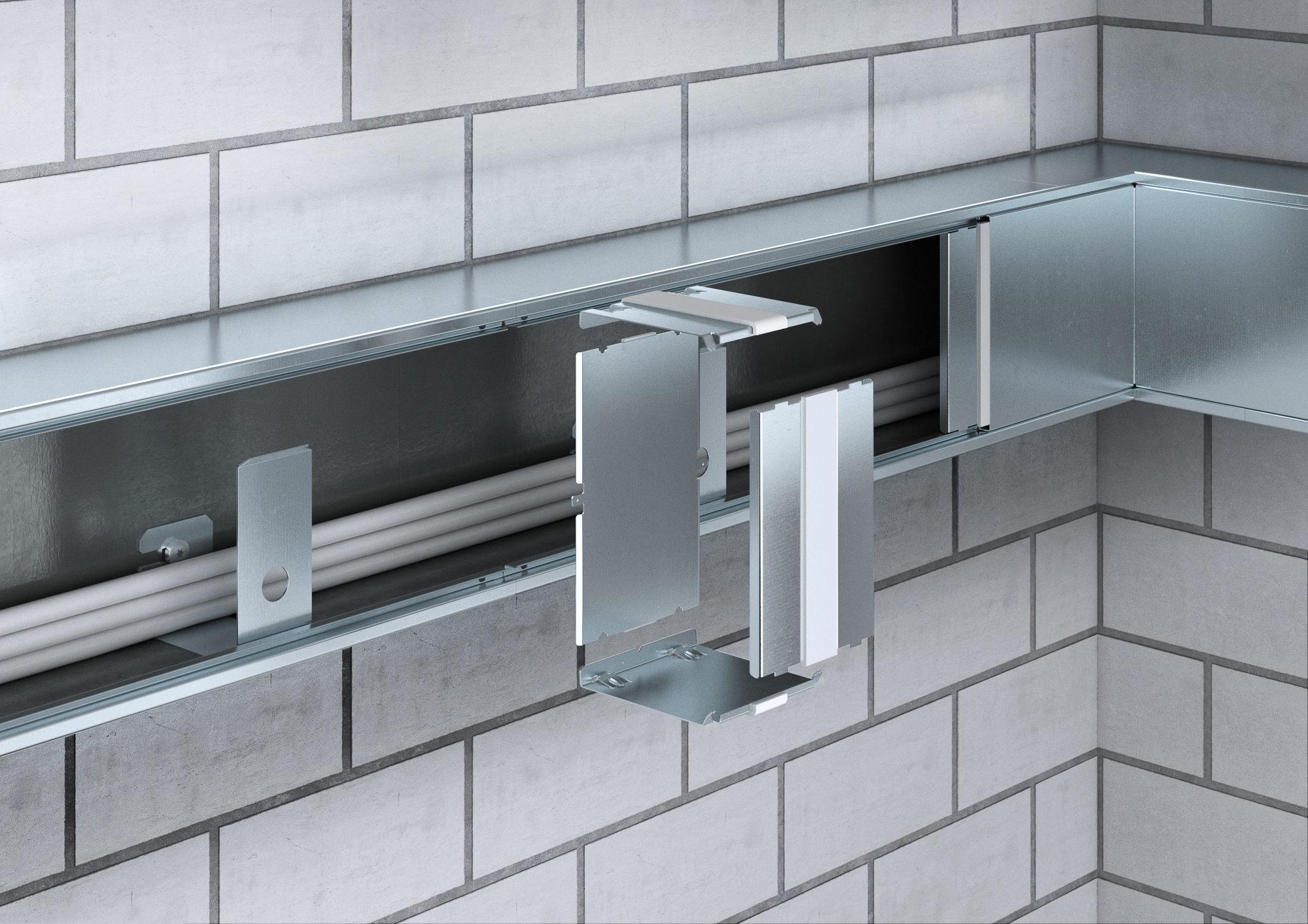 Obo Pyroline Rapid PLM Brandschutzkanal aus Metall mit geöffnetem Formteil