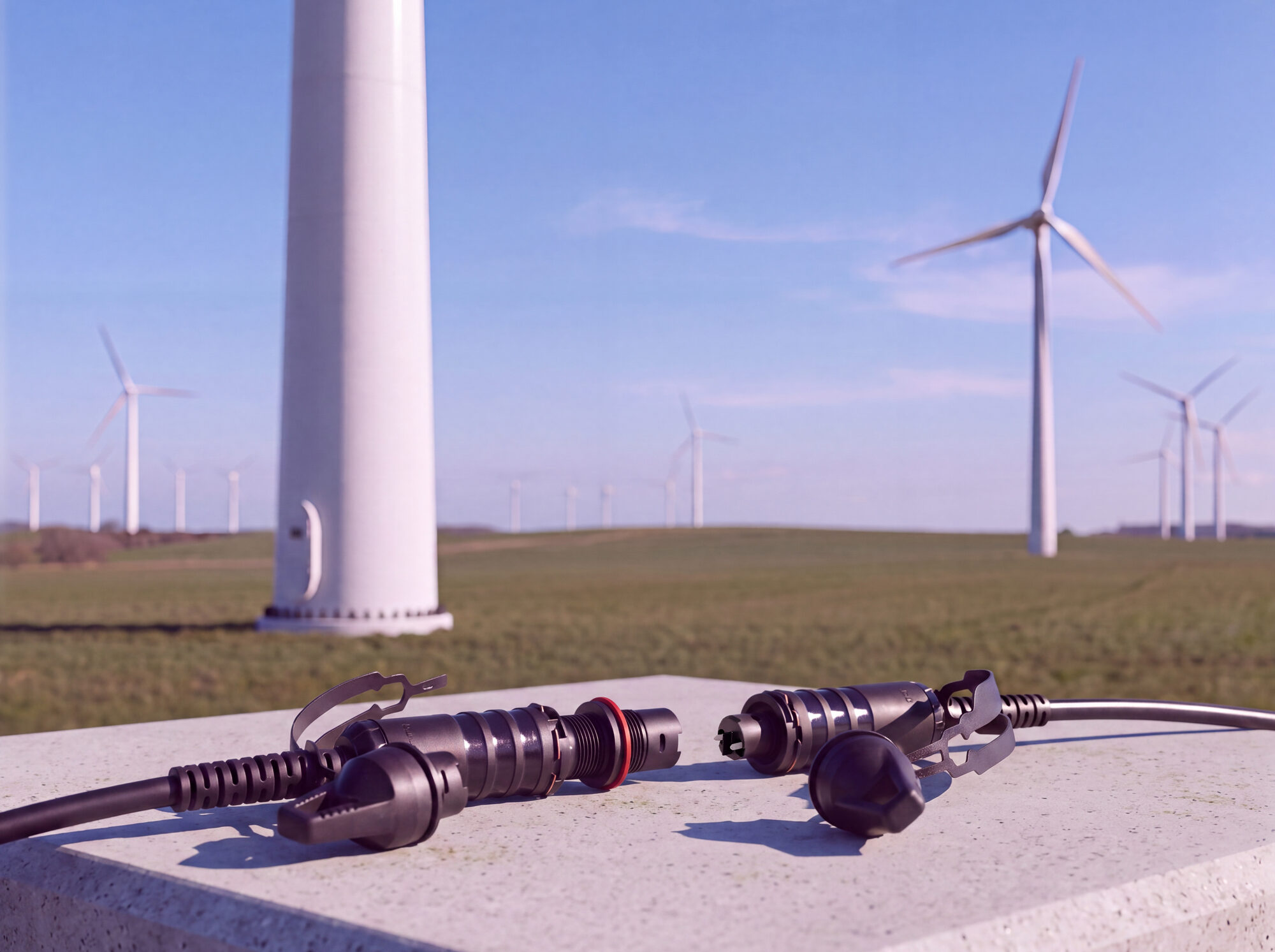 Der HEC-Steckverbinder von R&M bringt Solarmodule und Windparks in jedem Gelände und Klima ans Datennetz. (Bild: R&M)